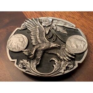 Siskiyou Buckle Vintage 1995 Buffalo Nickel Eagle Native American Belt Buckle